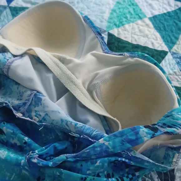 SLIMSHAPER Brand Blue Patterned Women's One Piece Swimsuit Sz12 - Picture 4 of 4